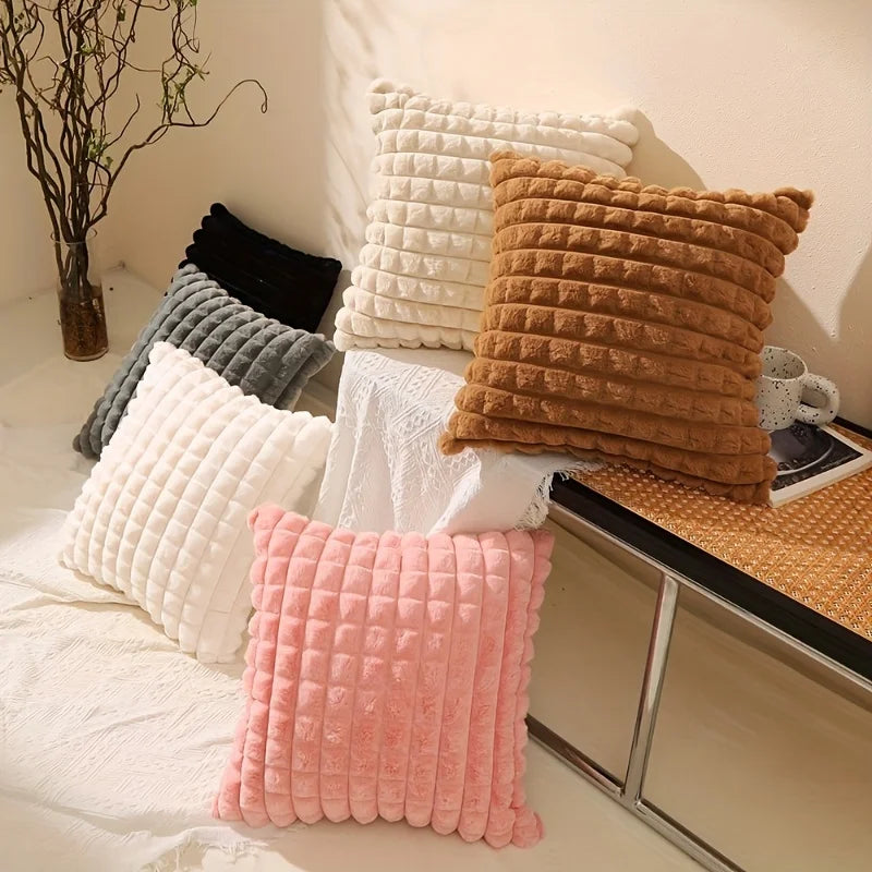Faux Rabbit Plush Cushion Cover