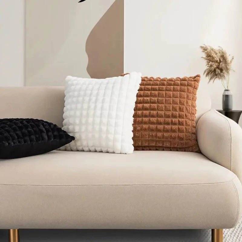 Faux Rabbit Plush Cushion Cover