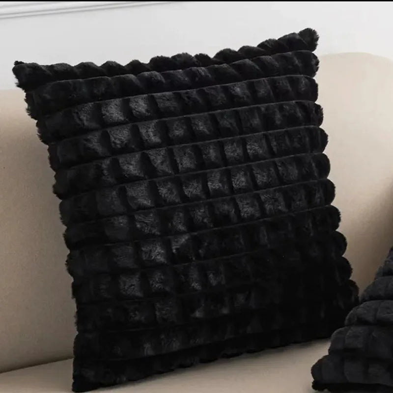 Faux Rabbit Plush Cushion Cover