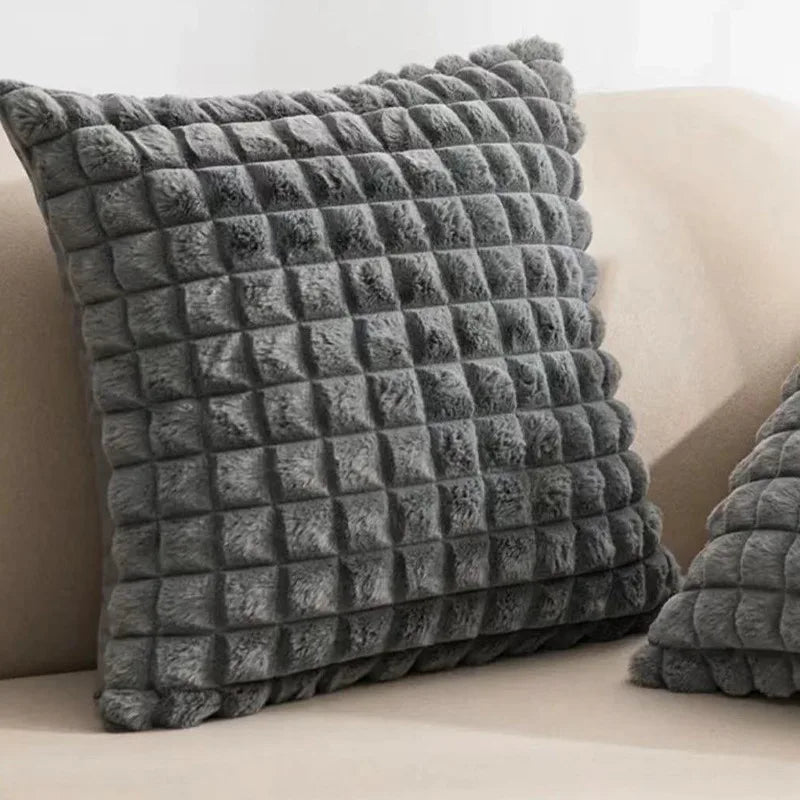 Faux Rabbit Plush Cushion Cover