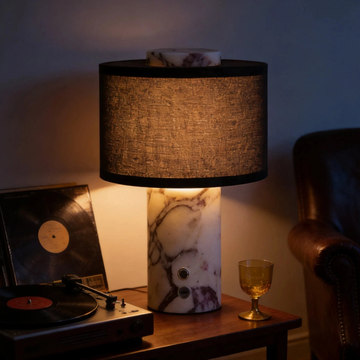 Calacatta Marble & Fabric Table Lamp