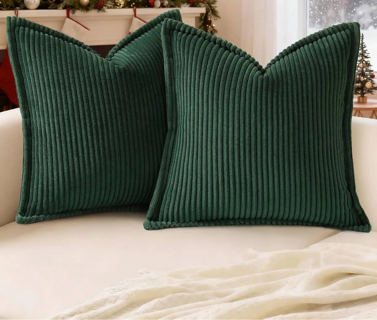 Boho Striped Corduroy Cushion Covers — Set of 2