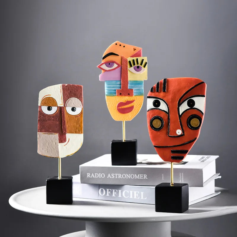 Abstract Face Resin Sculpture