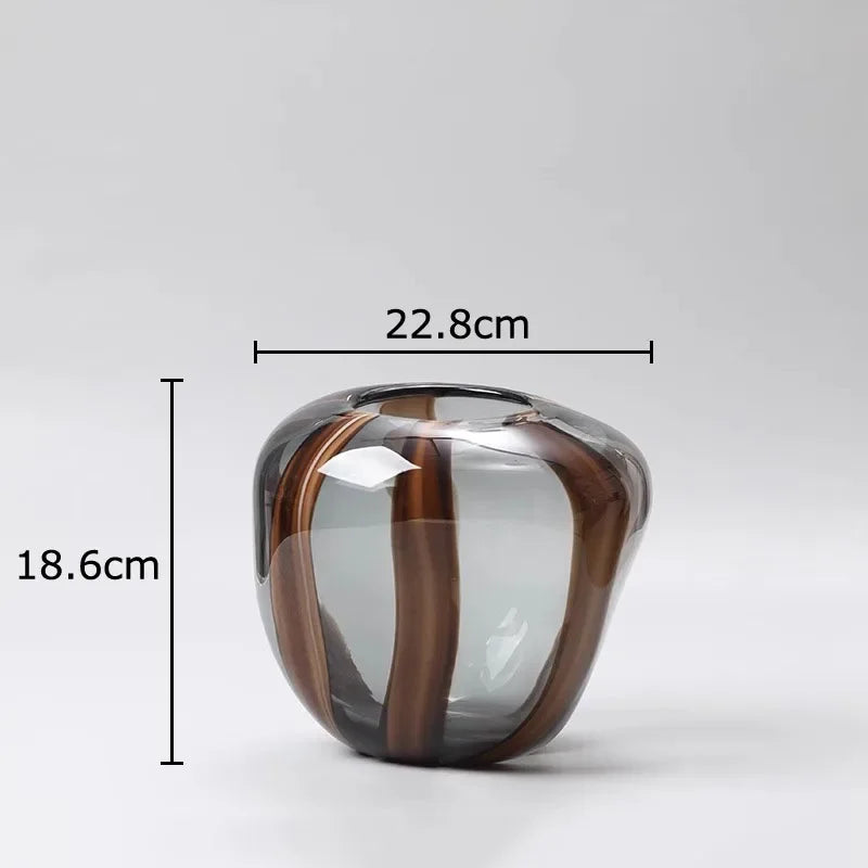 Mocha Striped Art Glass Vase