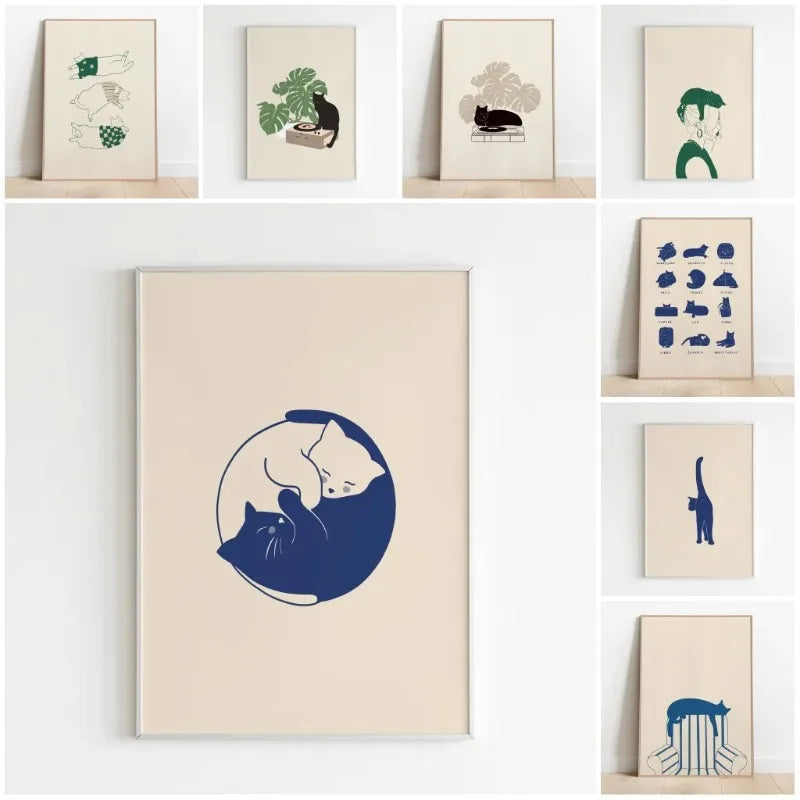 Sleeping Kitten Canvas Print | Minimalist Animal Wall Art