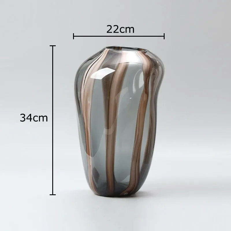 Mocha Striped Art Glass Vase