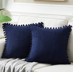 Pom-Pom Stripe Cushion Cover