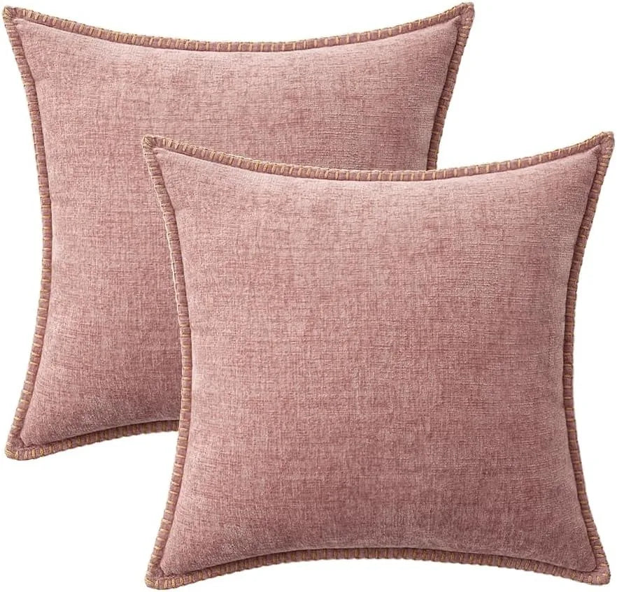 Chenille Cushion Cover with Stitched Edge