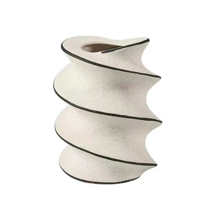 Hand-Painted Spiral Ceramic Vase