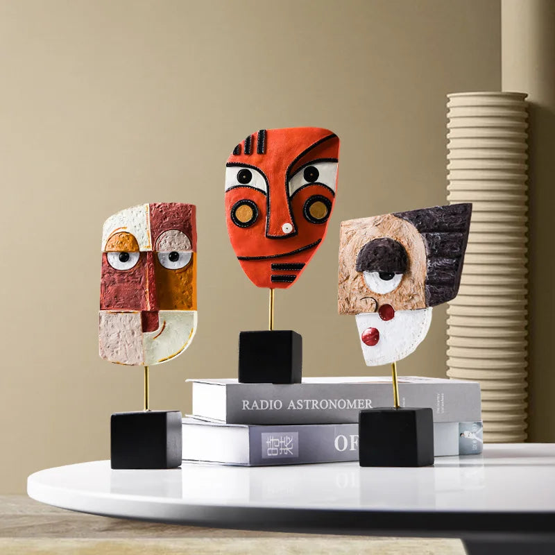 Abstract Face Resin Sculpture