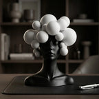 B&W Art Deco Abstract Human Figure Sculpture