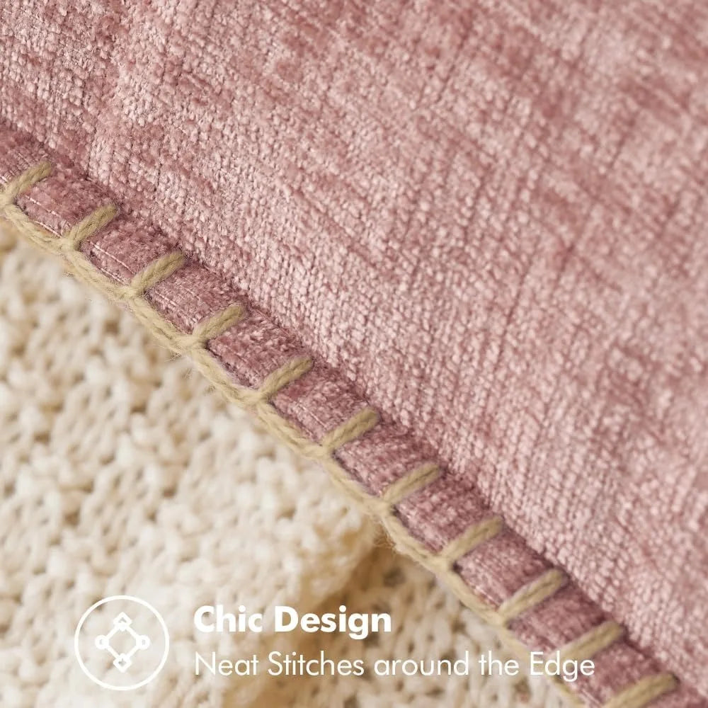 Chenille Cushion Cover with Stitched Edge