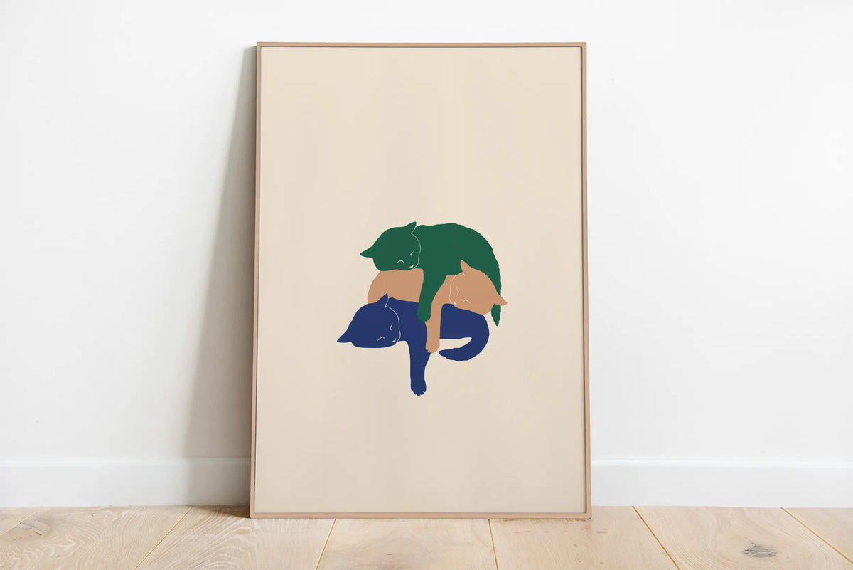 Sleeping Kitten Canvas Print | Minimalist Animal Wall Art