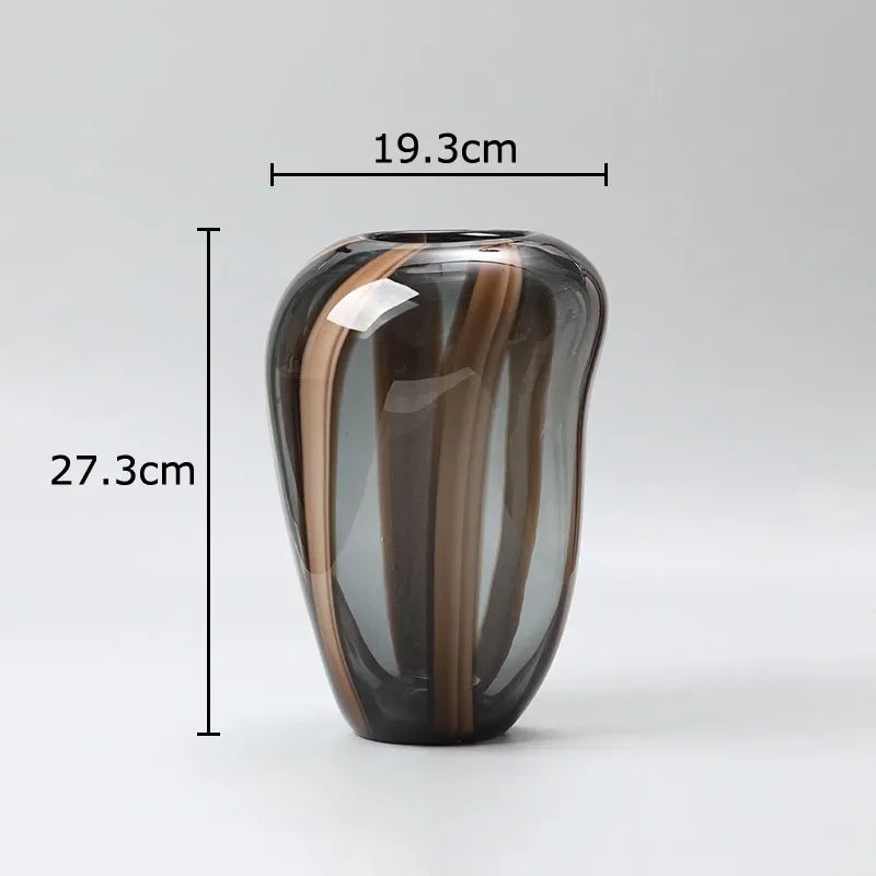 Mocha Striped Art Glass Vase