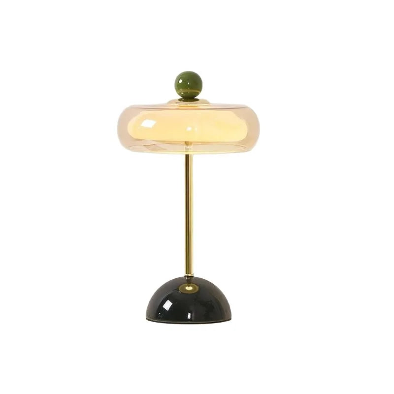 Mid-Century Glass & Iron Table Lamp
