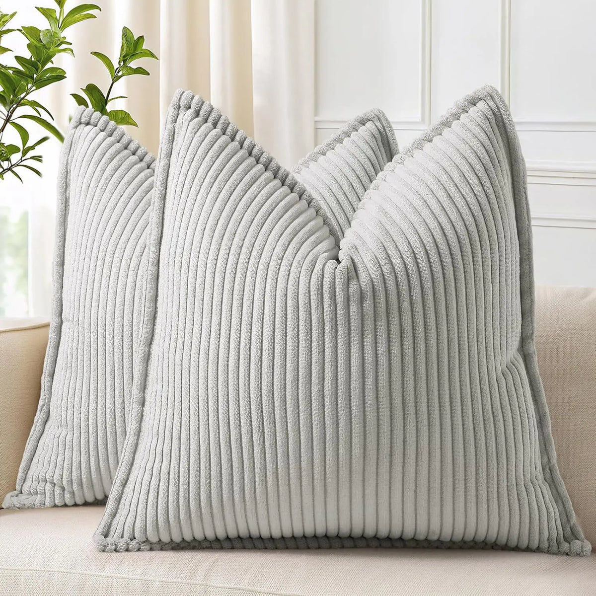 Boho Striped Corduroy Cushion Covers — Set of 2