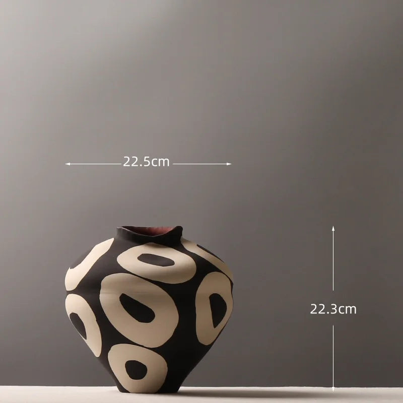 Hand-Drawn Geometric Ceramic Vase