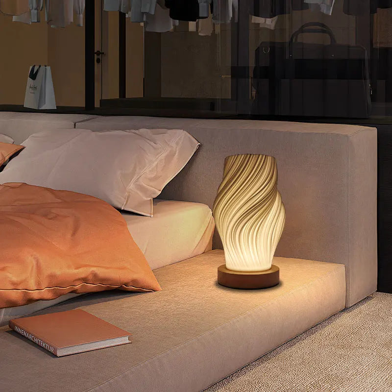 Minimalist Table Lamp with Wooden Base