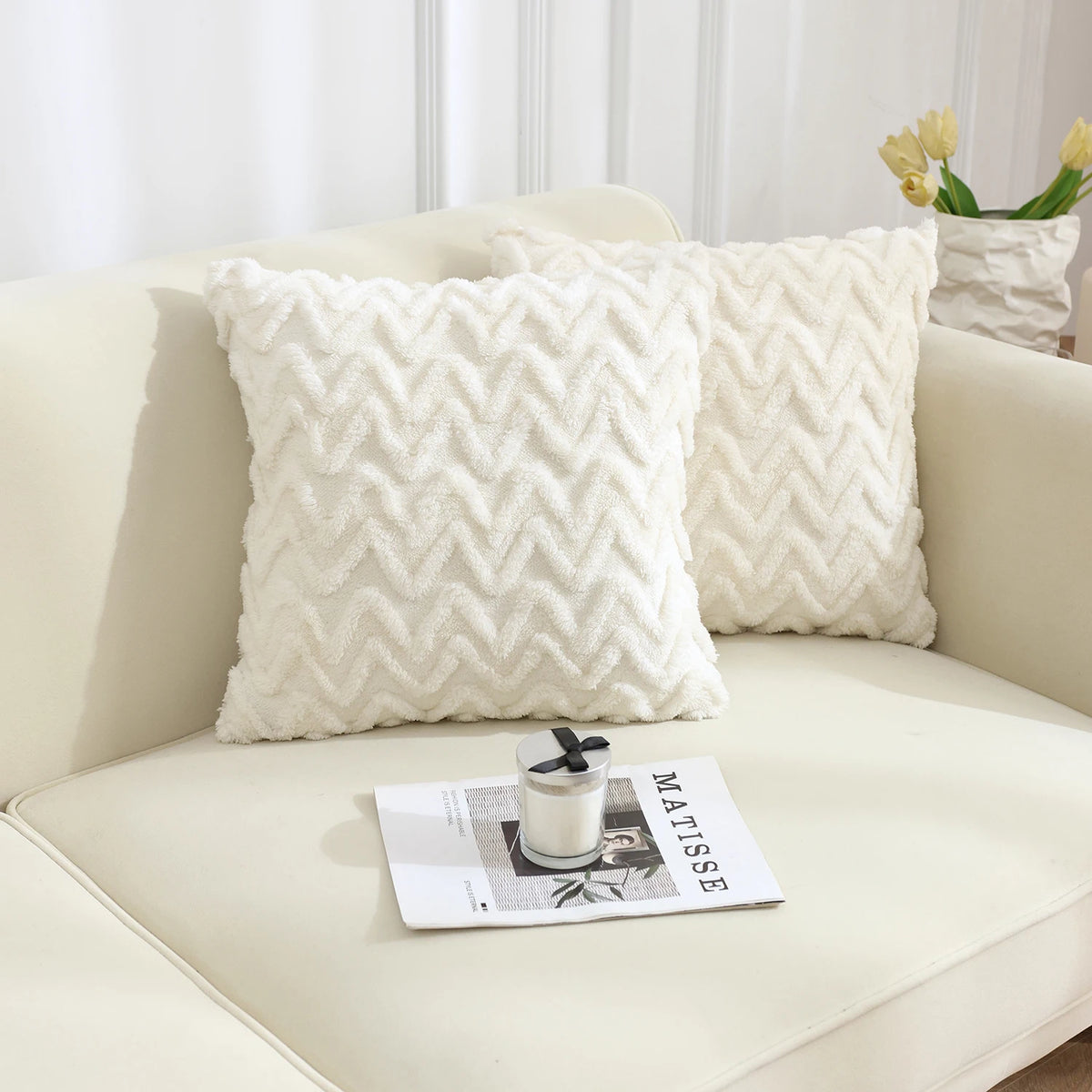 Jacquard Plush Geometric Cushion Cover