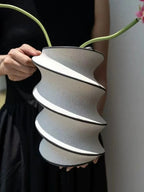 Hand-Painted Spiral Ceramic Vase