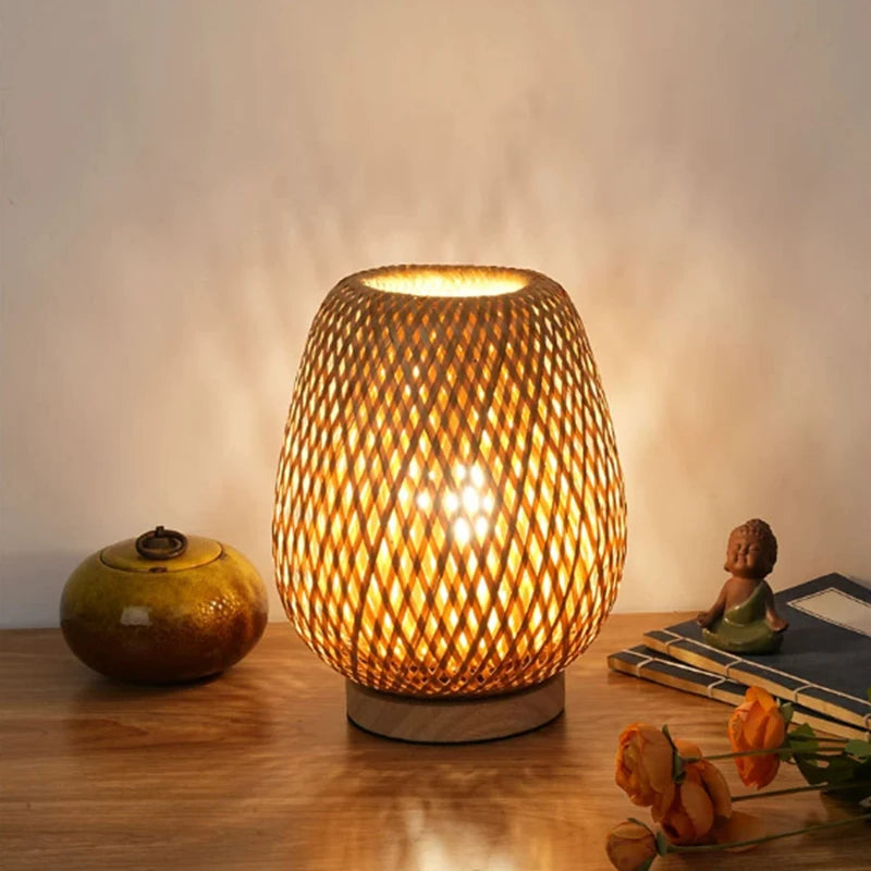 Handwoven Bamboo Table Lamp