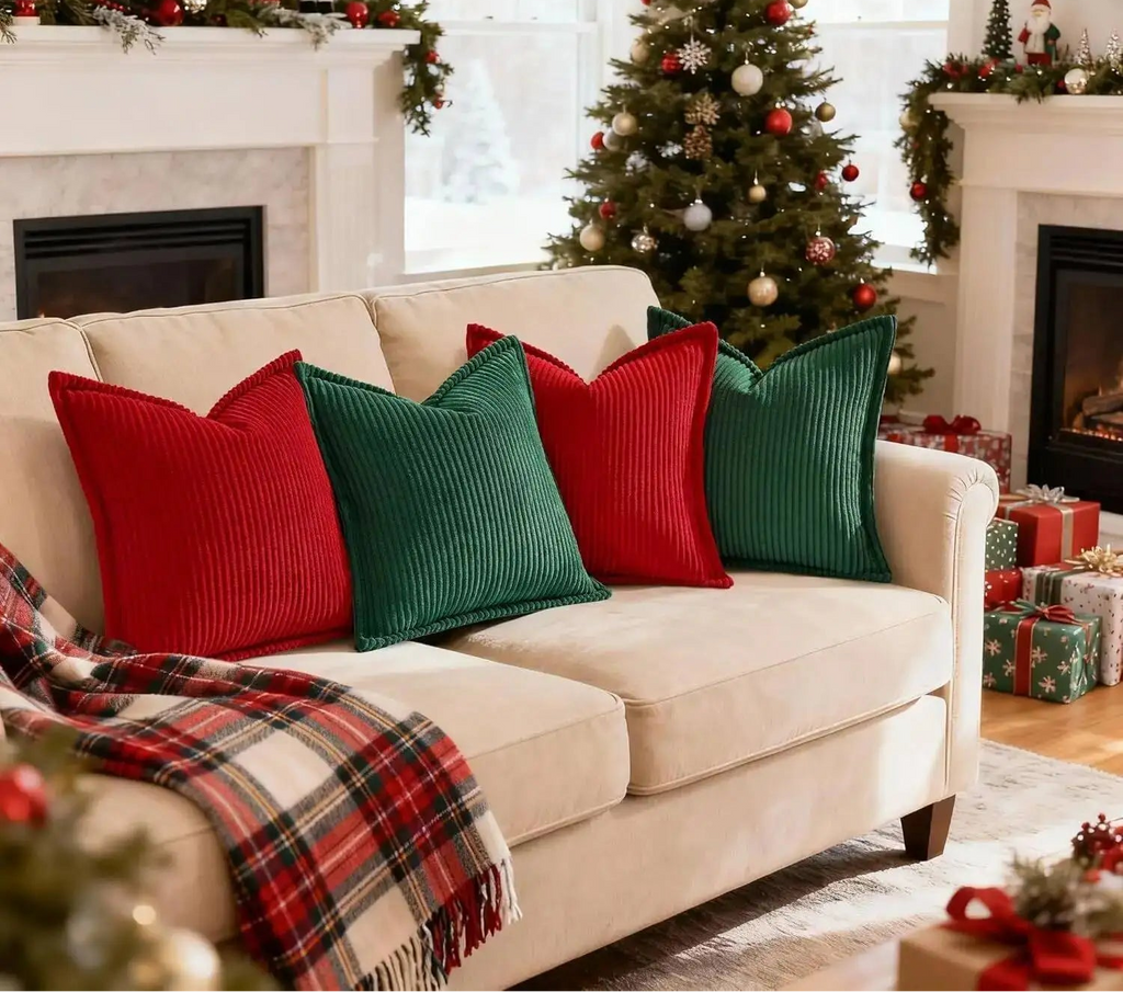 Boho Striped Corduroy Cushion Covers — Set of 2
