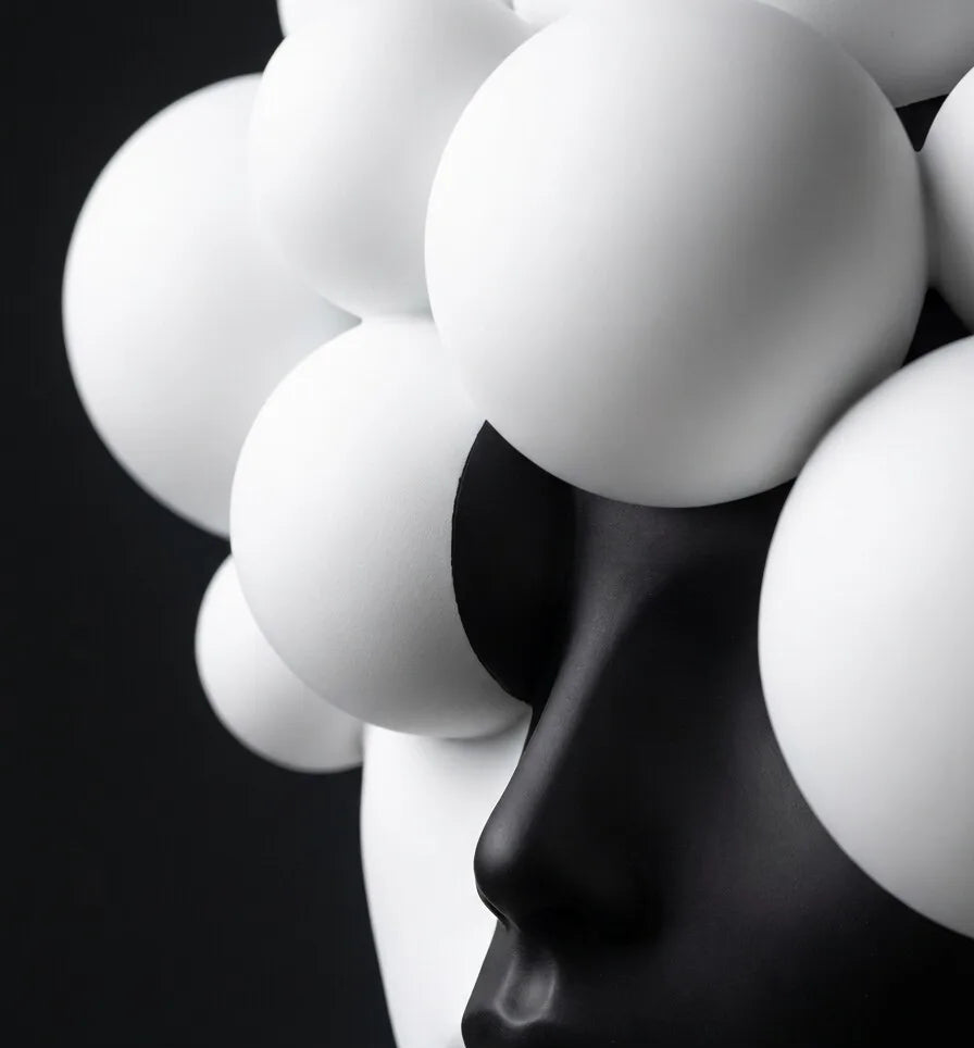 B&W Art Deco Abstract Human Figure Sculpture