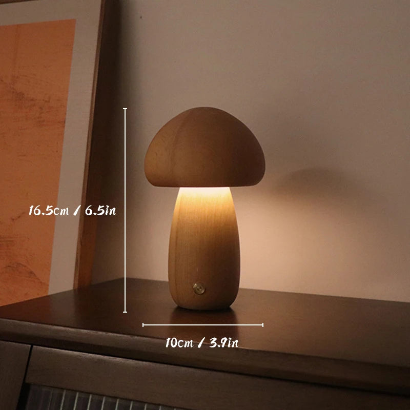Minimal Wood Mushroom Night Light