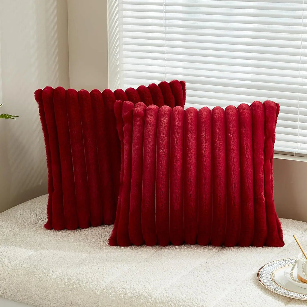 Faux Fur Ribbed Cushion Cover