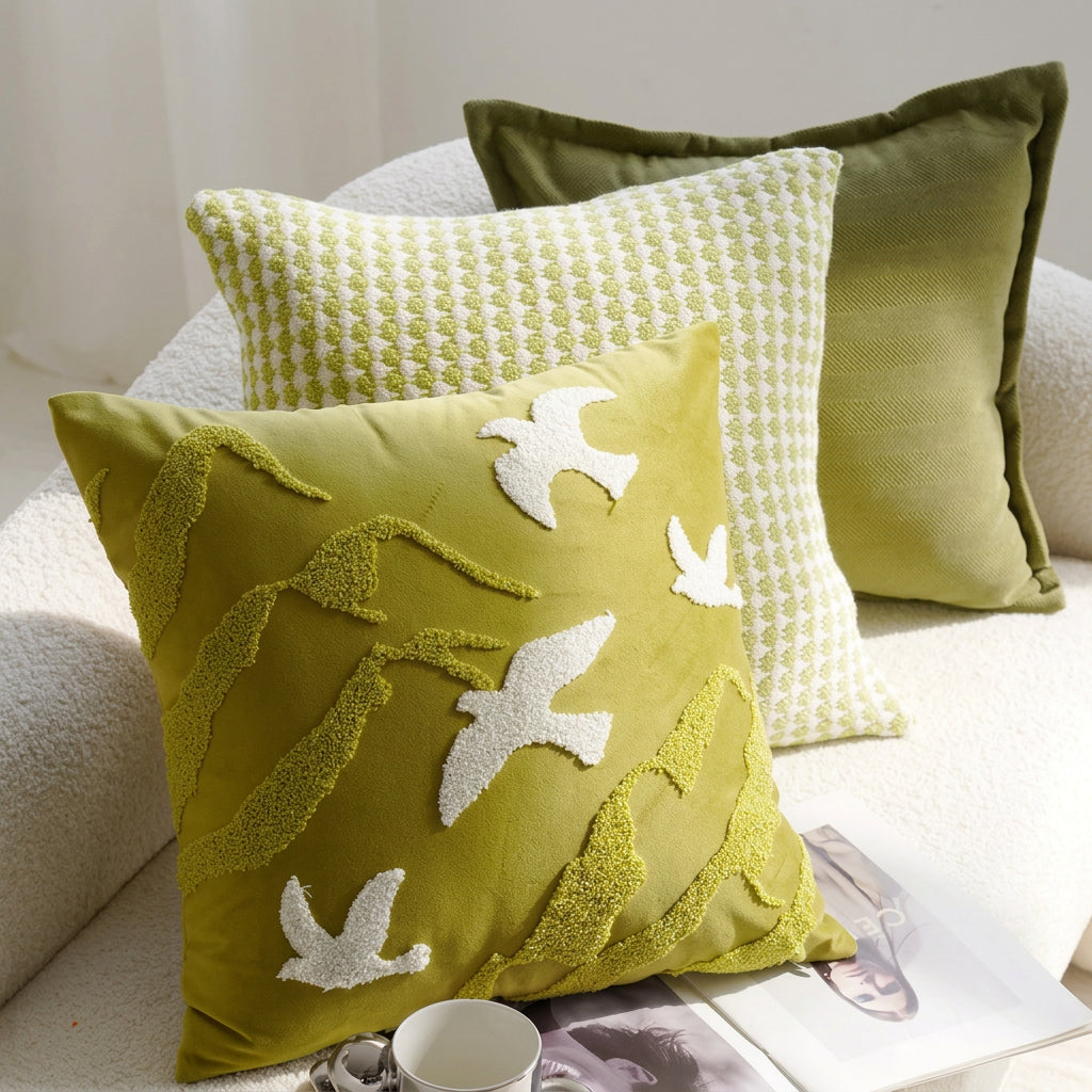 Shades of Green Woven Cushion Cover