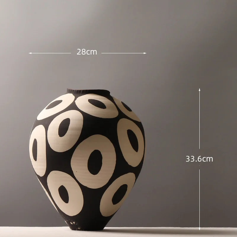 Hand-Drawn Geometric Ceramic Vase