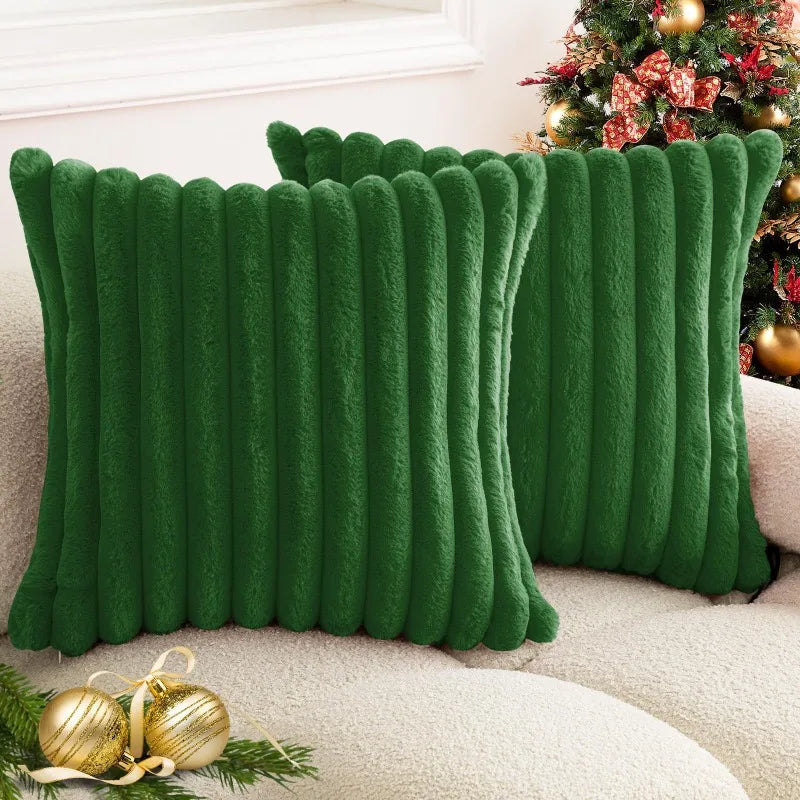 Faux Fur Ribbed Cushion Cover