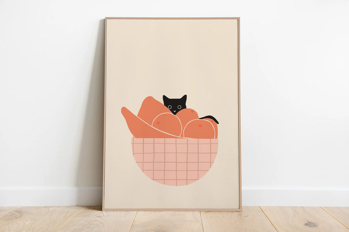 Sleeping Kitten Canvas Print | Minimalist Animal Wall Art
