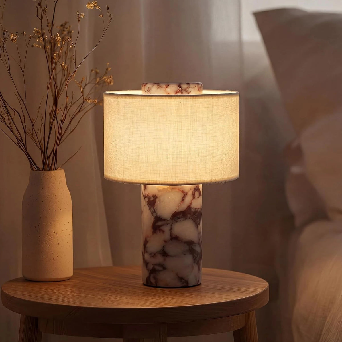 Calacatta Marble & Fabric Table Lamp