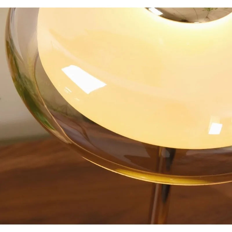 Mid-Century Glass & Iron Table Lamp