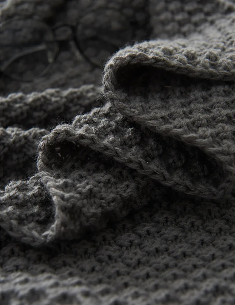 Waffle Knit Tassel Throw Blanket