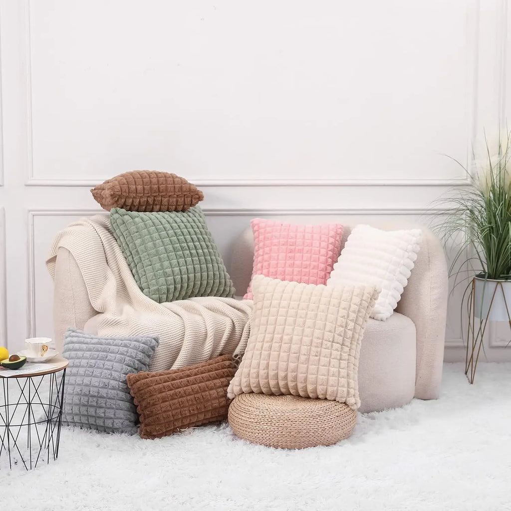 Faux Rabbit Plush Cushion Cover