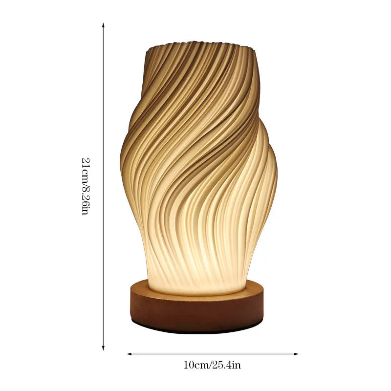Minimalist Table Lamp with Wooden Base