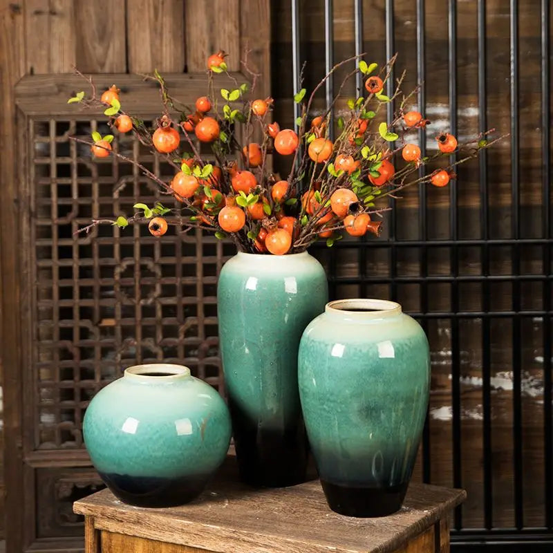 Teal Ombre Ceramic Bud Vase
