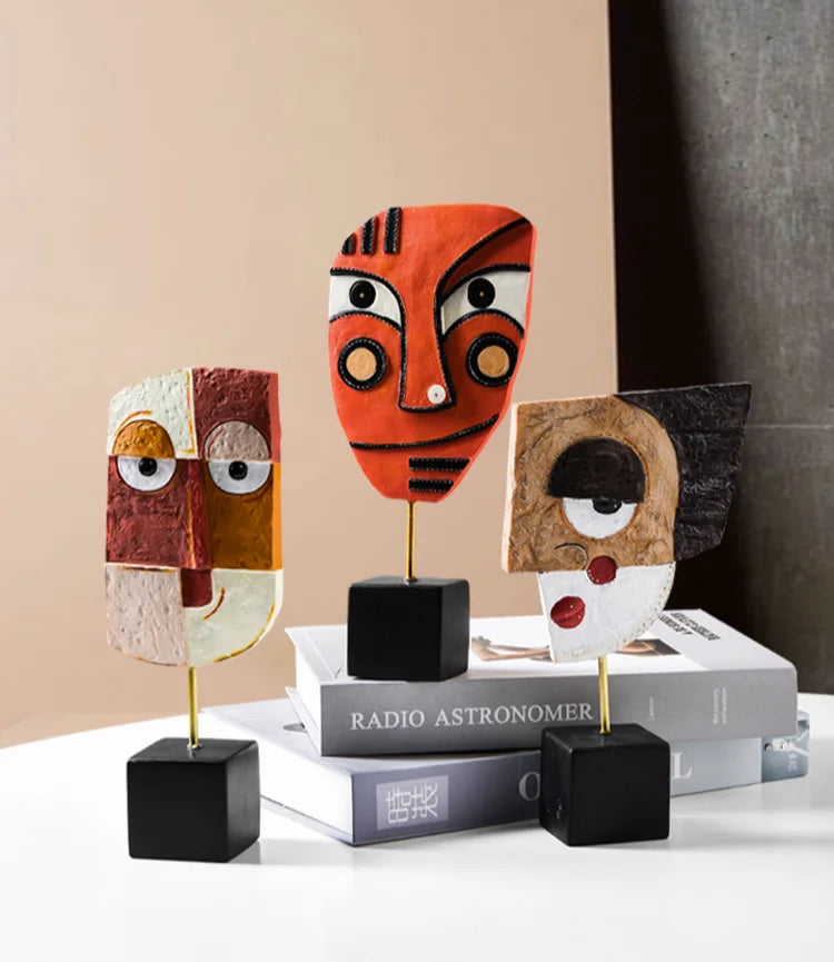 Abstract Face Resin Sculpture