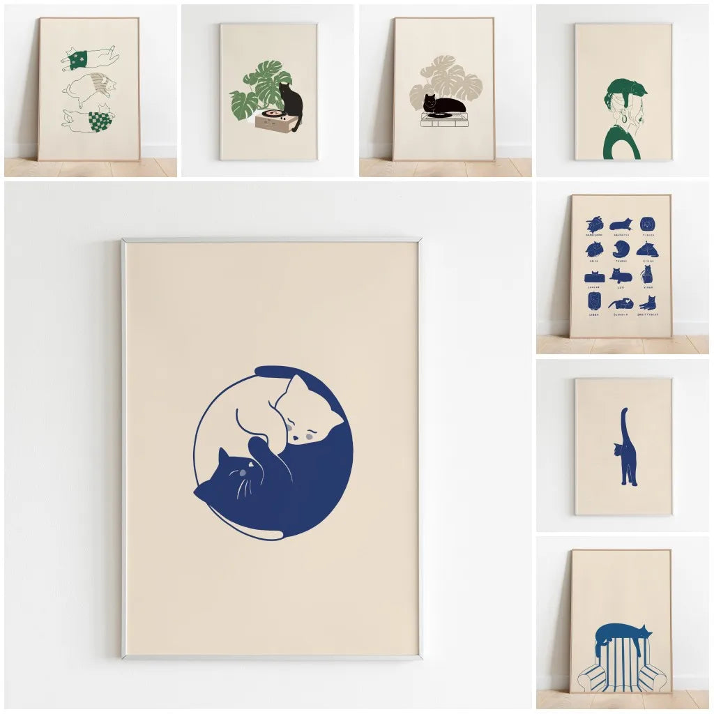 Sleeping Kitten Canvas Print | Minimalist Animal Wall Art