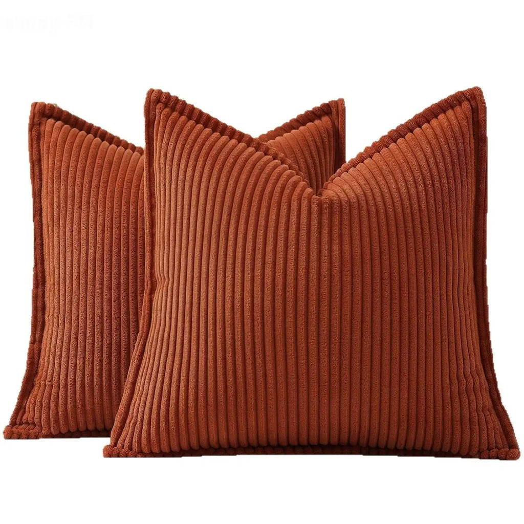 Boho Striped Corduroy Cushion Covers — Set of 2