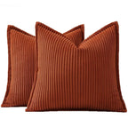 Boho Striped Corduroy Cushion Covers — Set of 2