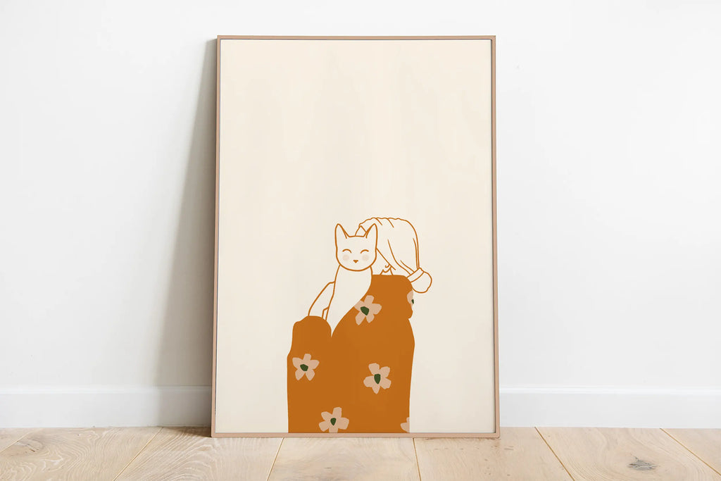 Sleeping Kitten Canvas Print | Minimalist Animal Wall Art