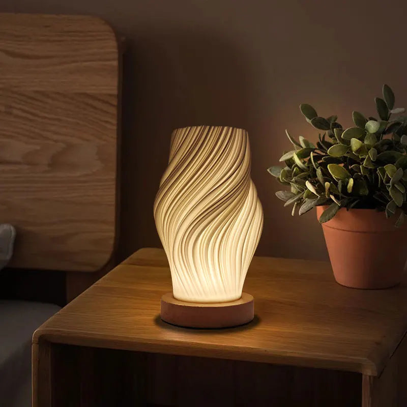 Minimalist Table Lamp with Wooden Base