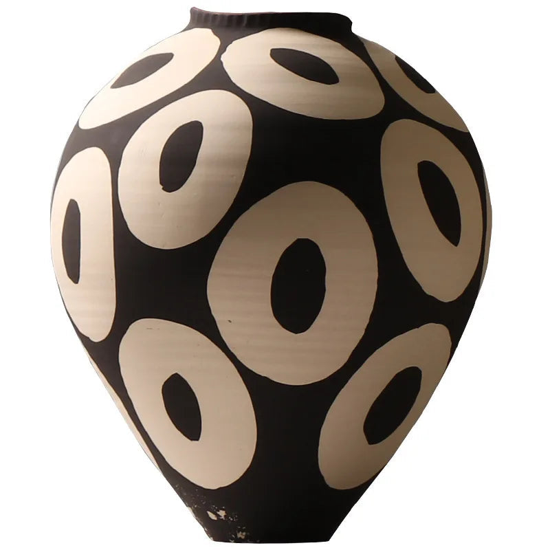 Hand-Drawn Geometric Ceramic Vase