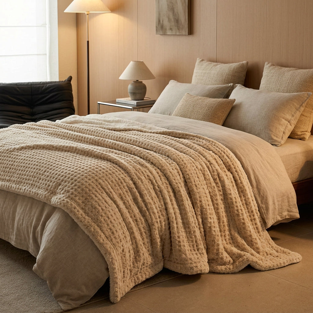 Double-Layer Fleece & Lambswool Throw