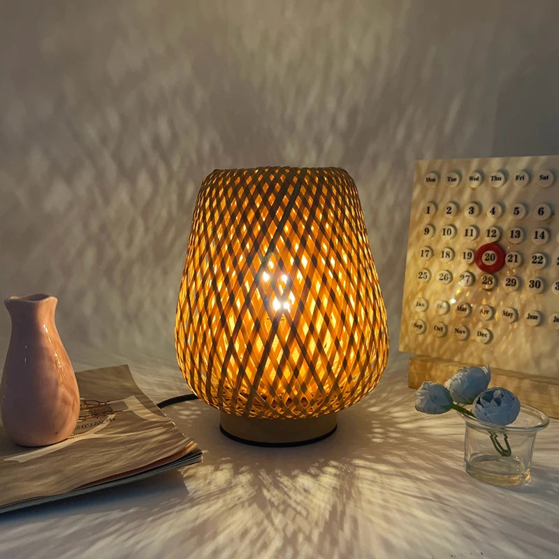 Handwoven Bamboo Table Lamp