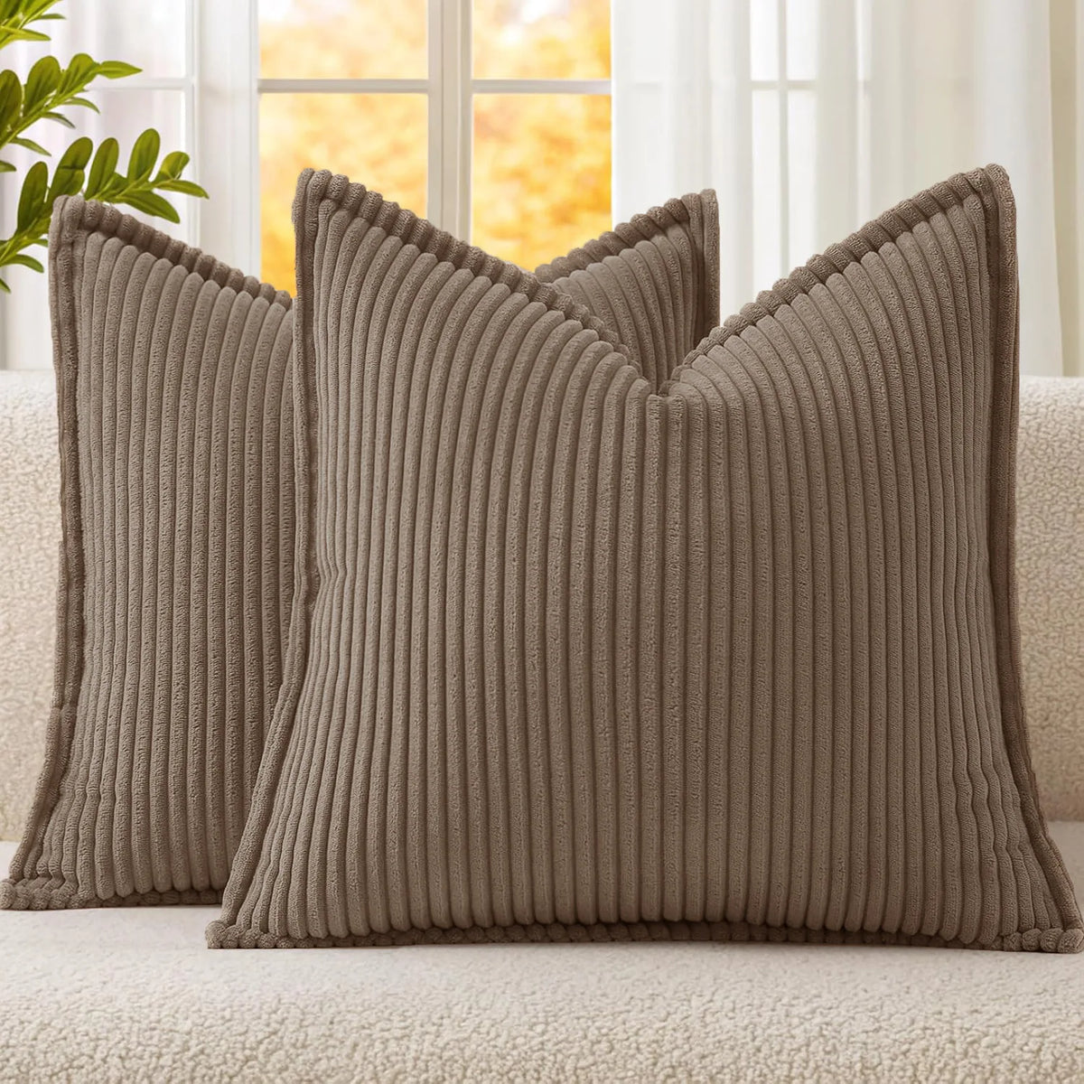 Boho Striped Corduroy Cushion Covers — Set of 2
