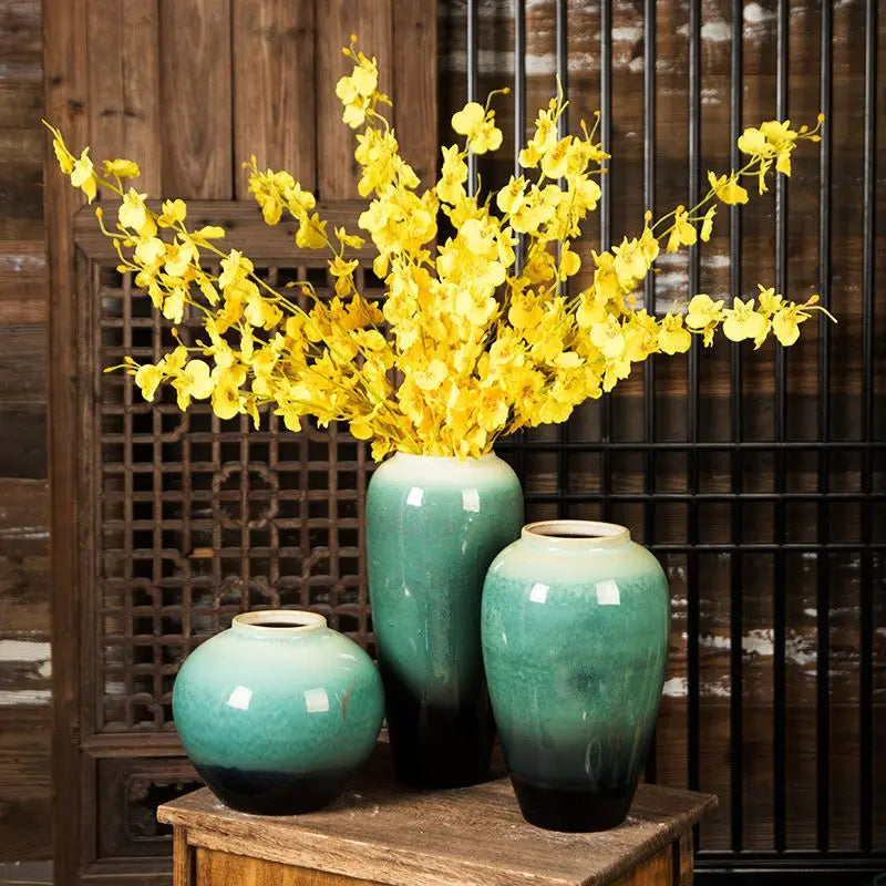 Teal Ombre Ceramic Bud Vase
